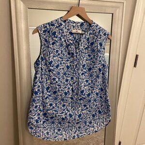 Vineyard Vines Women's Blue White Sleeveless V Neck Top Blouse Size S